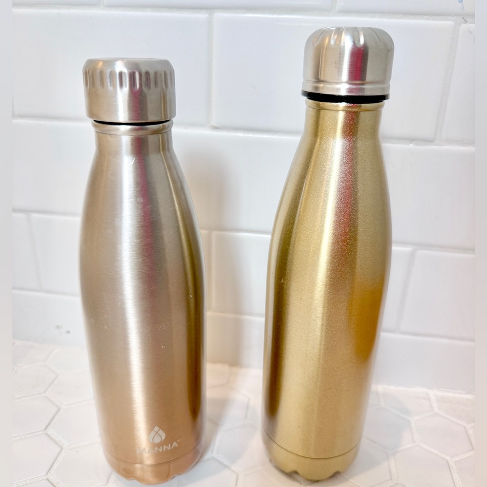 Manna Metallic Gold and Silver Water Bottles